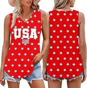 [CAZYCHILD] American Flag Tank Tops for Women Sequin USA Star Sleeveless Tops Patriotic Shirt 4th of July Summer Vest Tees