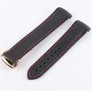 [DAYHOM] 20mm 21mm 22mm Curved End Silicone Rubber Watch Band Fit for Pagani Watch Fit for Huawei Fit for GT2 Magic Watch 2 Fit for Honor Fit for Samsung Galaxy Watch S3 S4(Black red 3)
