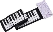 Portable 49-Key Roll-up Electronic Piano Keyboard 8 Tones 6 Demos Record Funtion Built-in Speaker with Echo Sustain Trill Effect 3.5mm Output with Built-in Battery White Brick