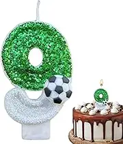 Birthday Candles - Paraffin, Glitter, Numbered | Football Theme Cake Decorations with Shiny for Kids and Adults, Creative Candle Design for Wedding Celebration Events
