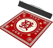 Mahjong Mat Card Table Cloth, Mahjong mat with Black Carrying Bag Anti Slip and Noise Reduction Table Cover Board Games Slip Resistant Mat(Red,35.4x35.4in/90x90cm)