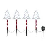 Set of 4 Solar Christmas Tree Pathway Lights Waterproof 4 LED Warm White Landscape Decor for Yard Patio Path