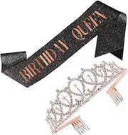 [Beavorty] Birthday Queen Sash and Tiara Set Girl Decorations Crown Sash Shoulder Strap Female Crown