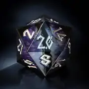 Enchanted Dragon (Black/Silver) Liquid Core 30mm D20 Misty Mountain Gaming Dice
