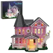 Pink Palace House Building Set with Lights, Halloween Haunted House Blocks To...