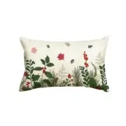 Christmas Mistletoe Eucalyptus Poinsettia Throw Pillow Cover, 12 x 20 Inch