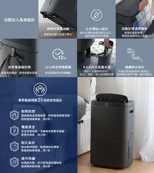 Electrolux伊萊克斯 14L 極適家居700清淨除濕機 除濕適用空間18坪 EDH14TRBD2