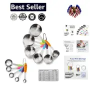 Durable 12-Piece Measuring Cups & Spoons - Stainless Steel with Engraved Marks