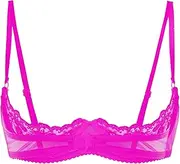 [GRRKDFQ] Women Lingerie Lace Bra Tops Brassiere See Through Sheer Spaghetti Straps Underwear