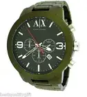 ARMANI EXCHANGE MILITARY GREEN ALUMINUM+BLACK OVERSIZE DIAL+CHRONO WATCH AX1154