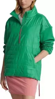 RLX Ralph Lauren Women Green Quilted Hybrid 1/4 Zip Pullover Jacket SZ. XL $248