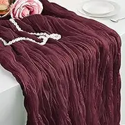 Boho Rustic Cheesecloth Gauze Table Runner - 10ft Maroon