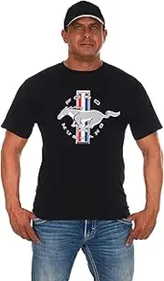 JH DESIGN GROUP Men's Ford Mustang T-Shirt Black Crew Neck Shirt