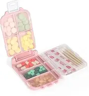 Weekly Pill Organizer Box 8 Compartments Travel Daily Pill Box Portable Pocket Pill Case Medication Organizer for Fish Oil, Calcium Tablets Supplements and Vitamin Pill ((Pink)