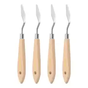 4pcs 4# Painting Palette Knife Pointy Stainless Steel Art Spatula Scraper Tool