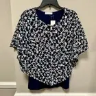 Ana & Rose Sz S Navy Blue & Mauve Popover Top NWT