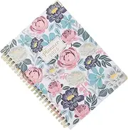 TOGEVAL Floral Pattern Agenda Planner Notebook Daily Weekly Monthly Tabs Hardcover Organizer Management for Office Study Home Use Smooth Quality Portable