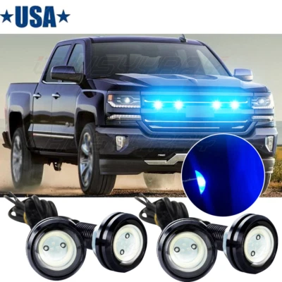 4x Blue LED Light Raptor Style Front Grille Light for Chevrolet K10 K3500 (for: Chevrolet)