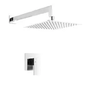 ACA WELS WATERMARK Square 10'' Ultrathin Stainless Steel Rainfall Shower Head Set 400mm Wall Extension Arm Dropper Mixer Tap Chrome
