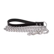 BEAU Pets Chain Lead Leather Handle 3.00mmx120cm- Black