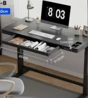 FlexiSpot Electric Stand Desk 120cm, USB, Drawer, Black, Charge, Quick Install