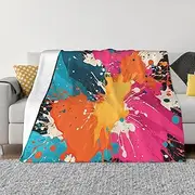 Throw Blanket for Couch 80"x60" Color Splash Pattern Printed Flannel Blanket Soft Cozy Lightweight Plush Blankets Microfiber Blanket for All Season
