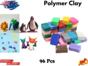 96Pcs Mixed Colour Polymer Clay Blocks DIY Craft Modelling Moulding Kit AU