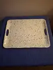 Terrazzo Melamine Tabletop 19.5" x 14.5" Handled Serving Tray Blue Teal