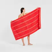 Sheridan Batteau Beach Towel in Red Soda Cotton