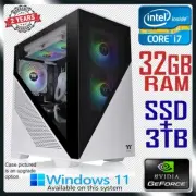 Intel Core i7 Quad Gaming PC nVidia GeForce Computer 32GB RAM SSD + 3TB Desktop