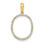 14K Yellow Gold Real Diamond Letter O Initial Pendant