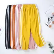 Kids Summer Candy Color Pants Boys Girls Soft Trousers Side Stripe Pants 1-12Y