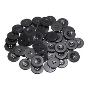 50pcs Resin Sewing Buttons 1" Round Flat 4-Hole Craft Buttons, Black