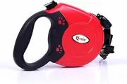 Qttie 8M Retractable Dog Leash, Hands Free Long Dog Lead,Heavy Duty Dog Walking Leash for Dog, Cat up to 40 kg, 360° Tangle-Free Strong Nylon Tape, Anti-Slip Handle, Brake,Pause,Lock Red