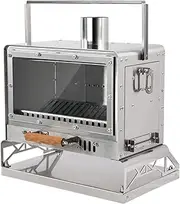 3F UL GEAR Portable Outdoor Wood Burning Stove with Chimney Pipe, Tent Heater & Stove with Fireproof Glass Window, Camping Stove Oven With Pellet Bin for Backpacking,Fishing, Hiking,Picnic