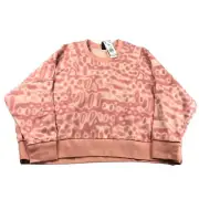 Adidas 11 Honore Sweatshirt Women 3X Peach Animal Print Pullover Cropped Top NWT
