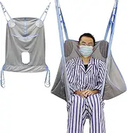 PRELGOSP Transfer Sling with Mesh Fabric, Universal Full Body Toileting Sling with Commode Opening, Patient Lift Sling, 500lbs Weight Capacity,XXL