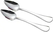 JJLFresheners 2Pcs Stainless Steel Grapefruit Spoons, Serrated Edge Fruit Dessert Cheese Vegetable Spoons with Non-stick Plating