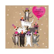 Hammond Gower Happy Birthday To You Cat Pyramid Card - 15.5x15.5cm