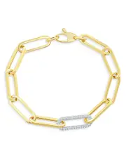 Bloomingdale's Fine Collection Diamond Paperclip Bracelet in 14K White & Yellow Gold, 0.80 tcw