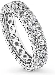 [BERRICLE] Sterling Silver Wedding Rings Pave Set Cubic Zirconia CZ Anniversary Eternity Ring for Women, Rhodium Plated Size 4-10