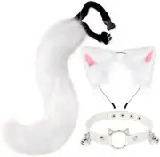 Cat Ears and Wolf Fox Animal Tail Cosplay Costume Faux Fur Hair Clip Headdres...