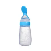 2Pcs 125ML Rice Cereal Flat Bottom Bottle Silicone Rice Spoon Squeeze Type Complementary Food Feeding Bottle Infant Safe Food Feeder