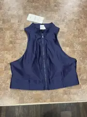 Fabletics Liza Koshy’s Leilani Zip Front Built-In Bra Tank Deep Navy Size Large