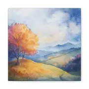 Canvas Wrap, Appalachian Fall Watercolor Art Print, Blue Ridge Mountain Home