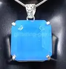 Natural 116 Ct Emerald Cut Blue Opal 925 Solid Sterling Silver Pendant Gems 5JSQ