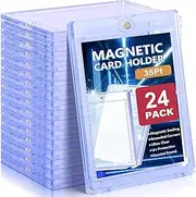 Kitoyz 24 ct Magnetic Card Holder for Trading Cards, 35PT Baseball Card Case Magnet Toploaders Sports Card Protectors with UV Protection Fit for TCG, Game Cards, Football Cards