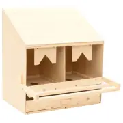 Solid Pine Wood Chicken Nest Box 2 Compartments 63x40x65 cm Poultry Housing