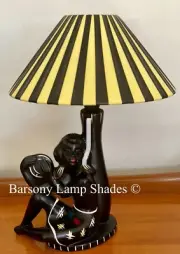 PLASTIC RIBBON SMALL "COOLIE" LEMON & BLACK LAMPSHADE for your BARSONY LADY LAMP