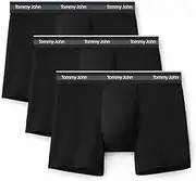 [Tommy John] Men's Comfort Micro Trunk Boxer Brief Underwear - 4" 3-Pack, 4-Way Stretch, Stay-Put Waistband, Support Pouch